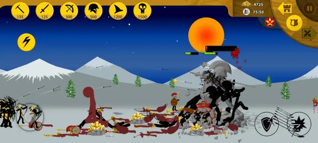 Realistic blood effects feature of stick war legacy mod apk