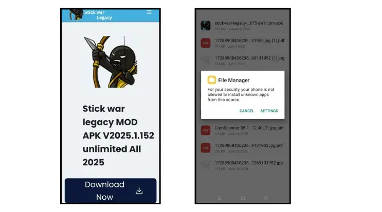 security permission for Stick War Legacy MOD APK during installation